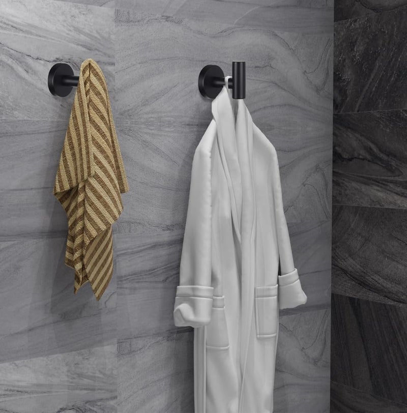 Homagic 2 Pack Bathroom Towel Hooks Wall Mount Hooks Matte Black Towel Racks Coat Hooks, Heavy Duty Robe Hook Holder for Kitchen Garage Home Hotel Office Cabinet - Image 3